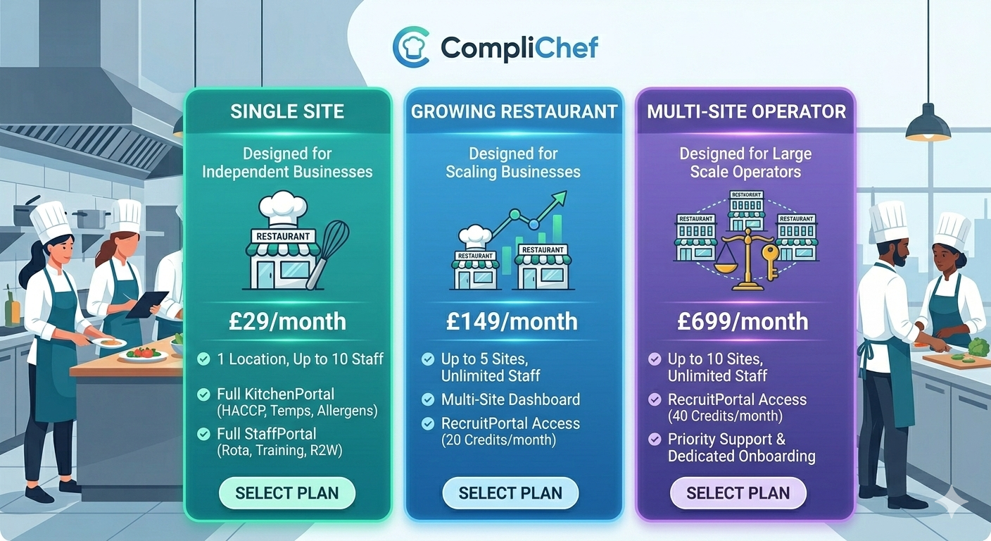CompliChef Pricing Explained — What You Get at Every Plan Level