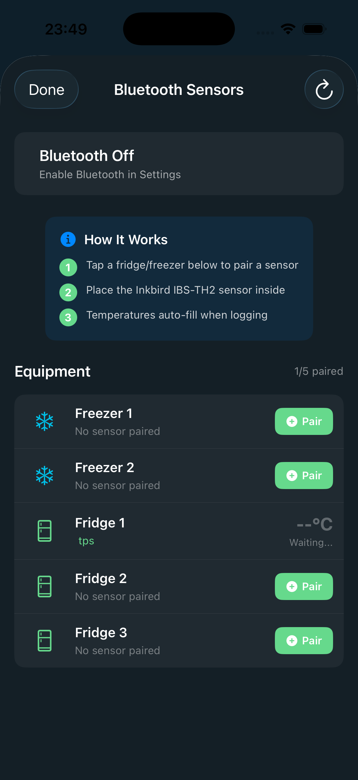 CompliChef Bluetooth sensor pairing