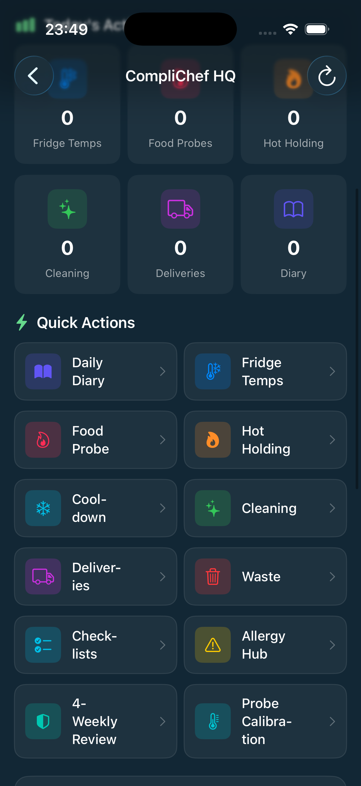 CompliChef iOS quick actions