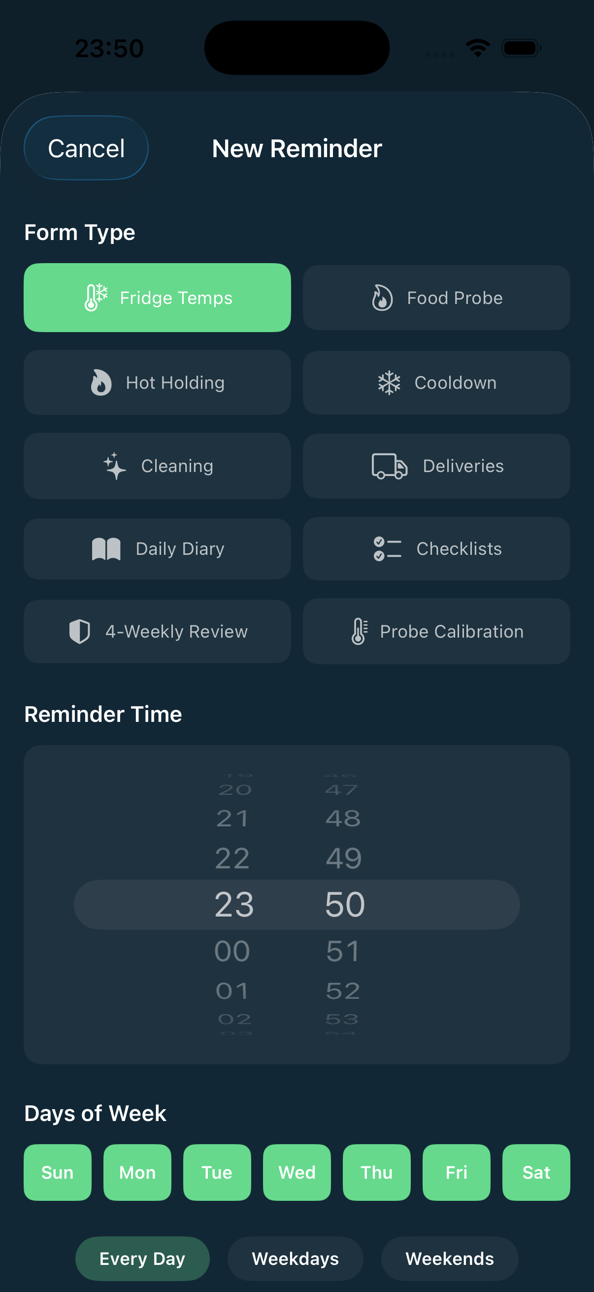 CompliChef iOS reminders setup