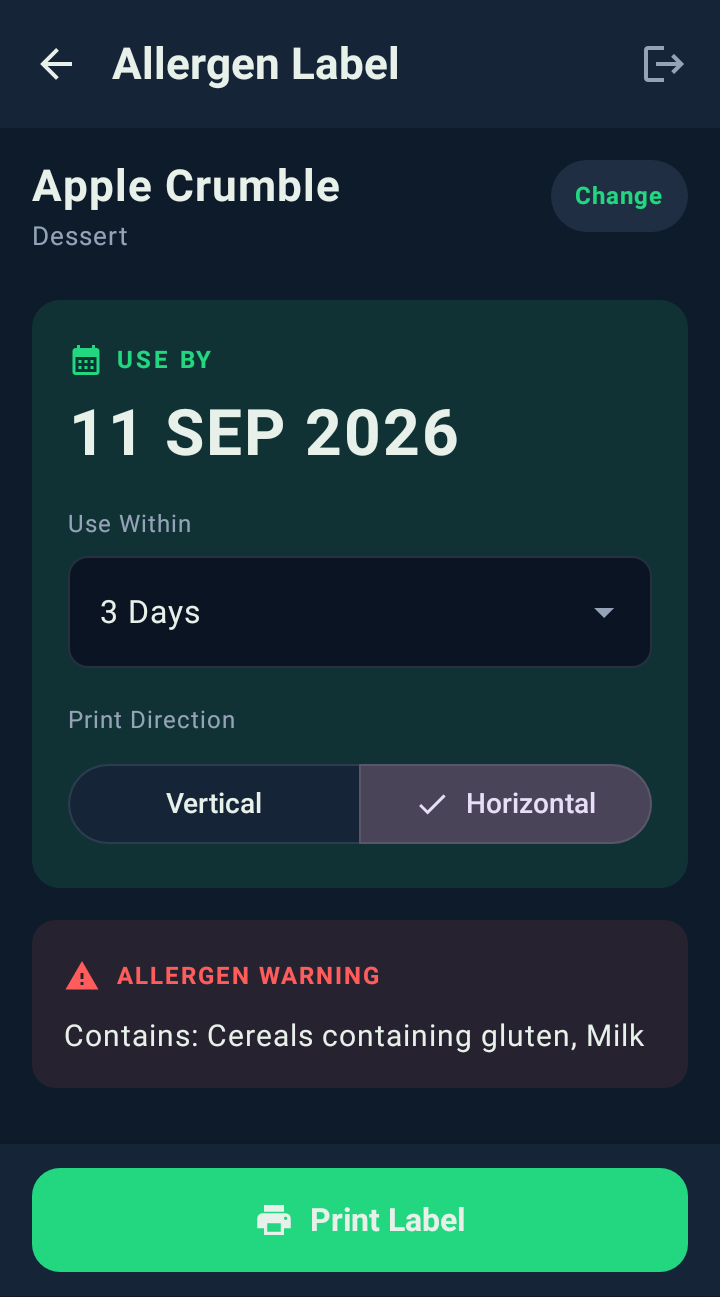 Allergen label: Allergens already there