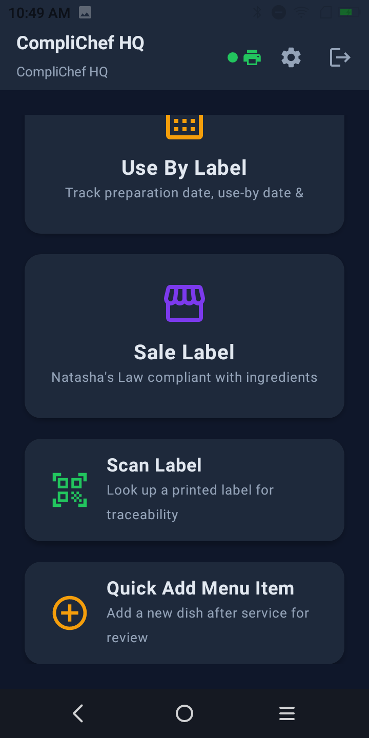 Home screen showing Sale Label
