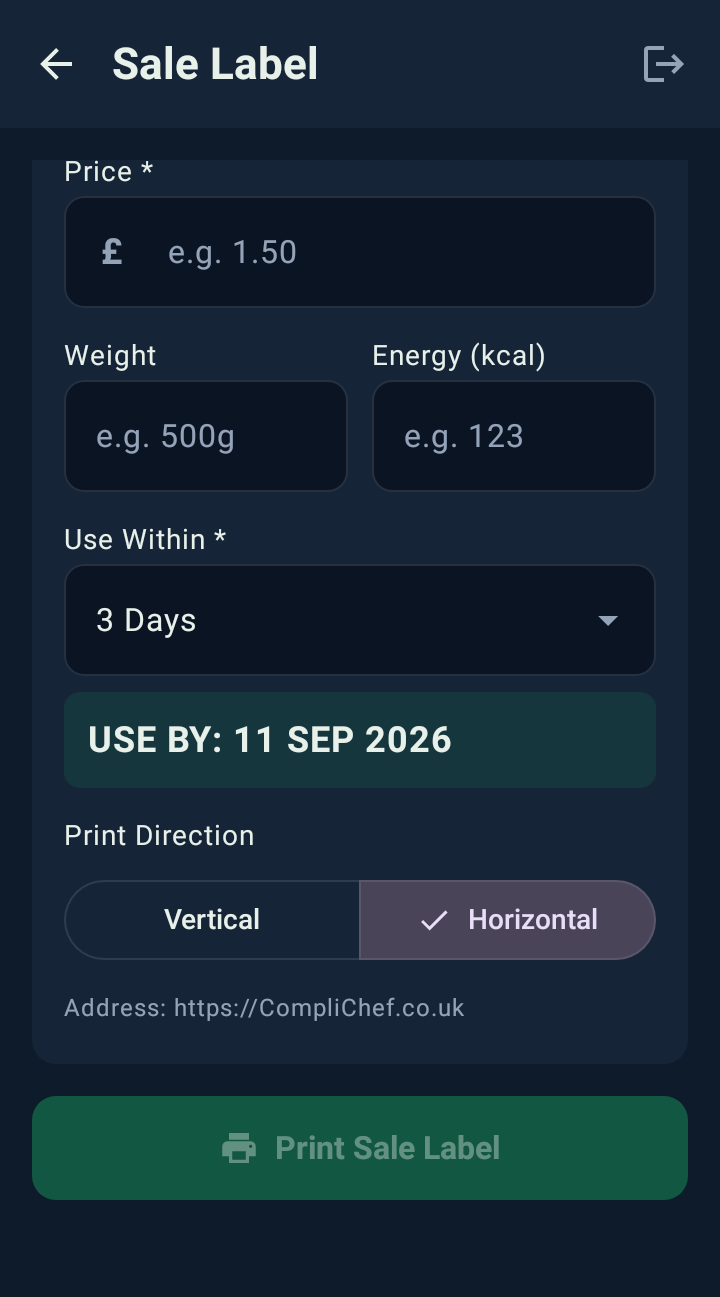 Sale label (PPDS): Print the sale label