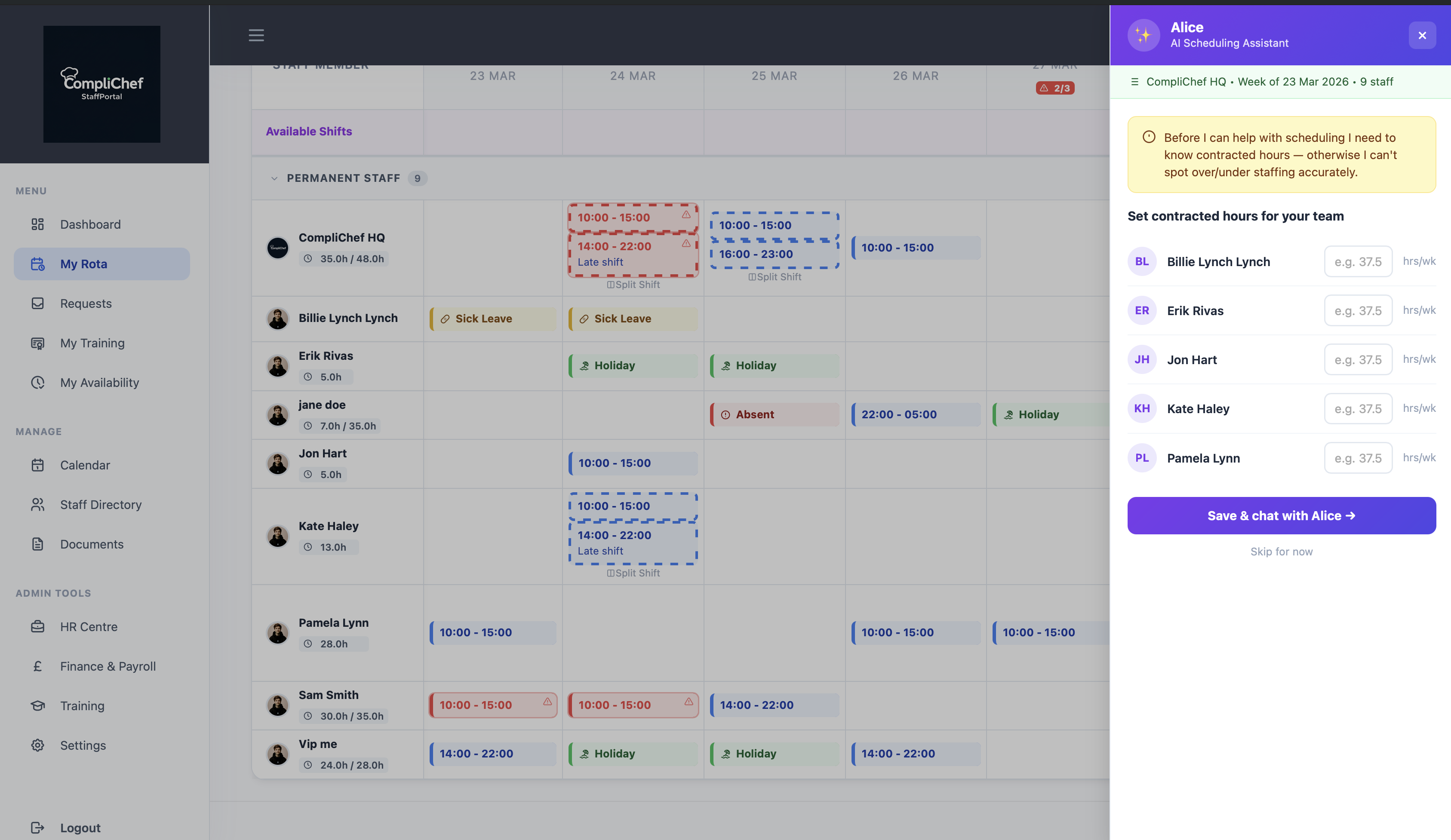 "Alice AI: Compliance Audit, CCDFSM Builder & Rota Assistant — All Powered by Anthropic Claude"