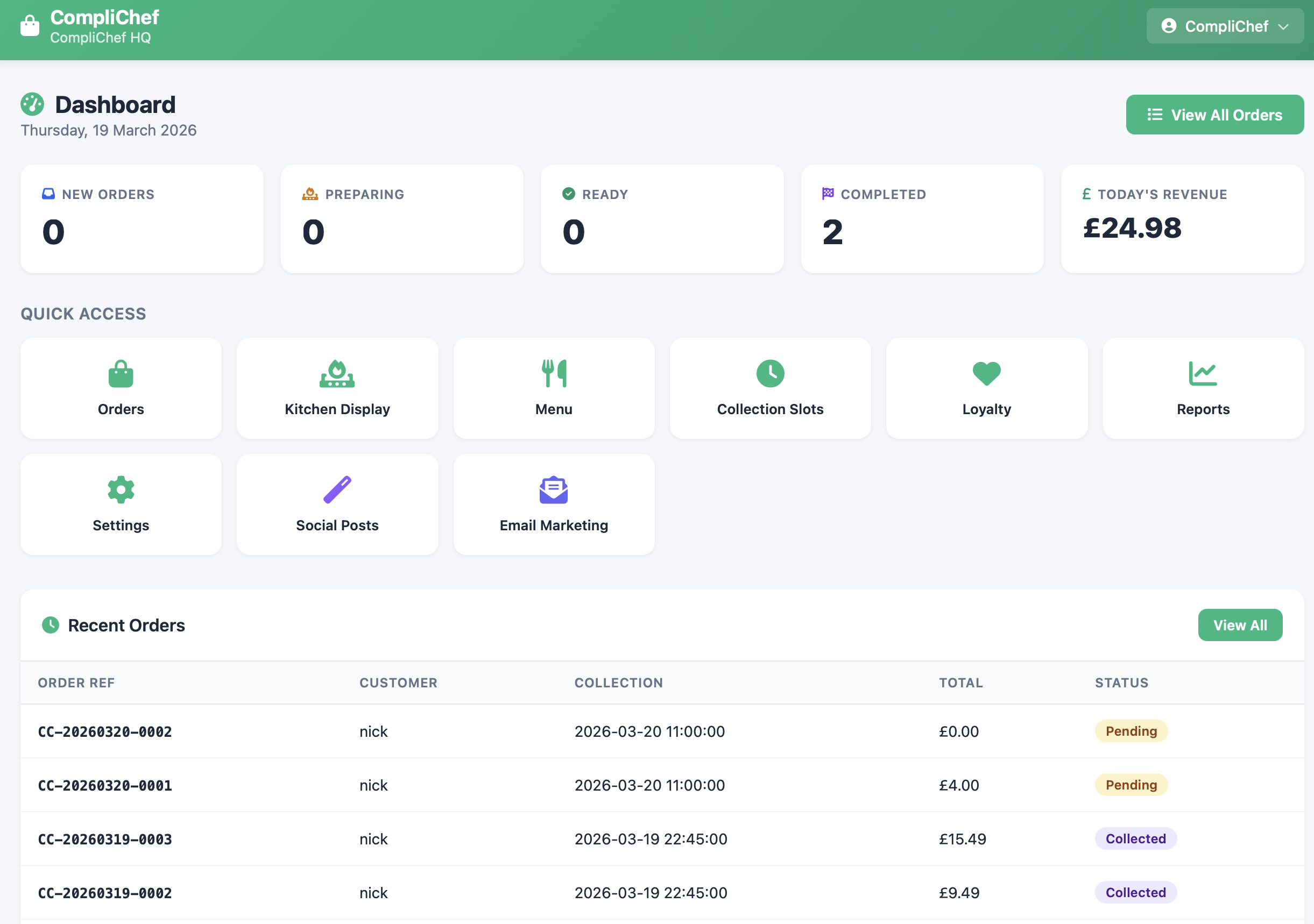 CompliChef Click & Collect — The Ordering Platform Built for Compliant Food Businesses