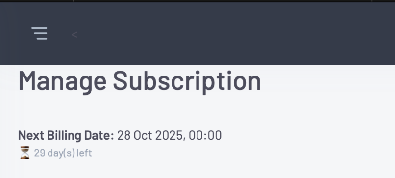 Manage subscription view